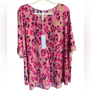 Dear Scarlett Animal Print Top shirt Pink and Tan